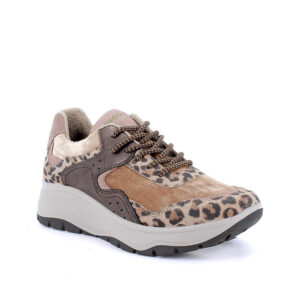 Sneakers Donna Beige e Marrone con Zeppa e Lacci – igi&co