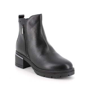 Stivaletti Donna Nero con Tacco e Zip Igi&Go