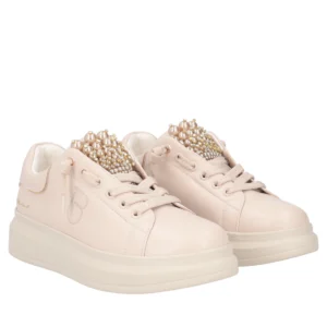 Sneaker Tosca Blu in Pelle con Perle e Suola Platform