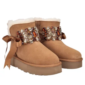 Stivaletto Donna Zoe con Fascia in Strass – Cuoio