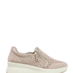 SNEAKER DONNA ENVAL CAMOSCIO BEIGE CON ZIP
