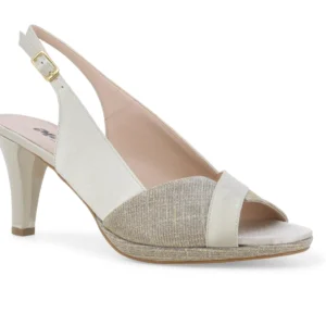 SANDALO ELEGANTE MELLUSO RASO/GLITTER PLATINO TACCO 8