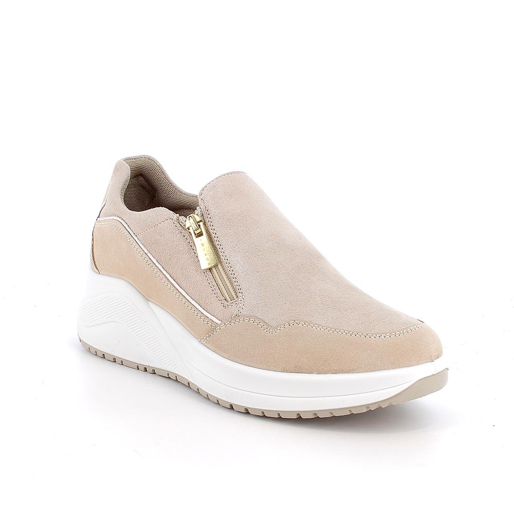 SNEAKERS DONNA BEIGE PLATINO CON ZIP IGI&CO - immagine 4