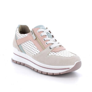 SNEAKERS DONNA ROSA/PLATINO ALLACCIATA CON ZIP IGI&CO