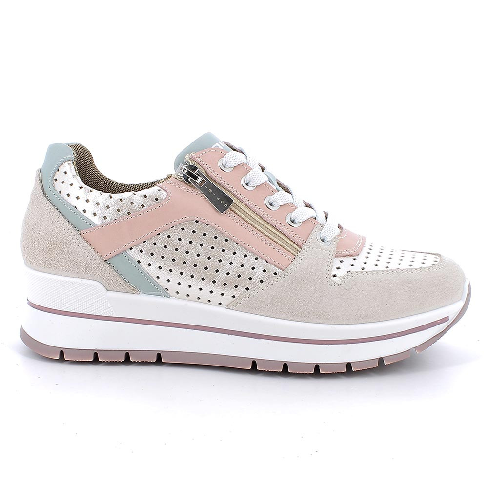 SNEAKERS DONNA ROSA/PLATINO ALLACCIATA CON ZIP IGI&CO - immagine 4