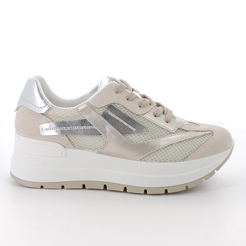SNEAKERS DONNA IGI&CO ALLACCIATA CON ZEPPA BEIGE/ARGENTO - immagine 4