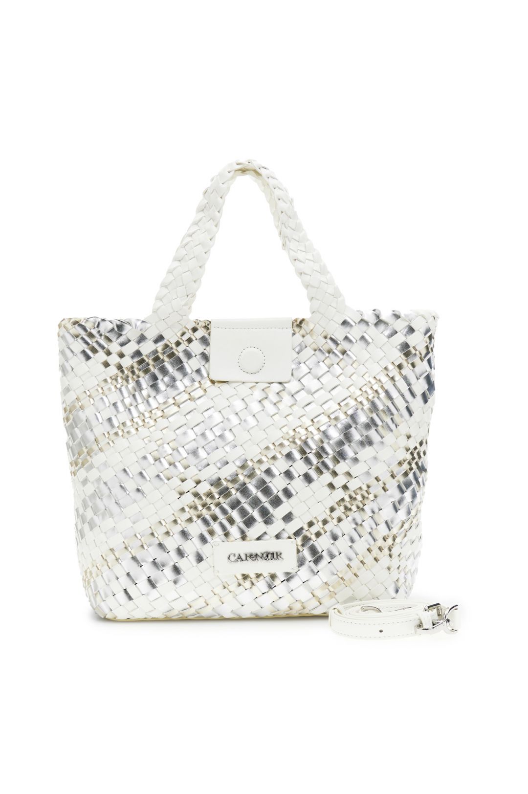 BORSA DONNA CAFE'NOIR REVERSIBILE ARGENTO/BIANCO
