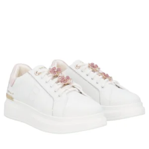 SNEAKERS DONNA TOSCABLU BIANCA CON FIORI STRASS ROSA