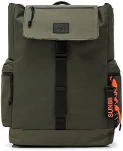 ZAINO IN NYLON CON TASCHE  SUN68 MILITARE SCURO