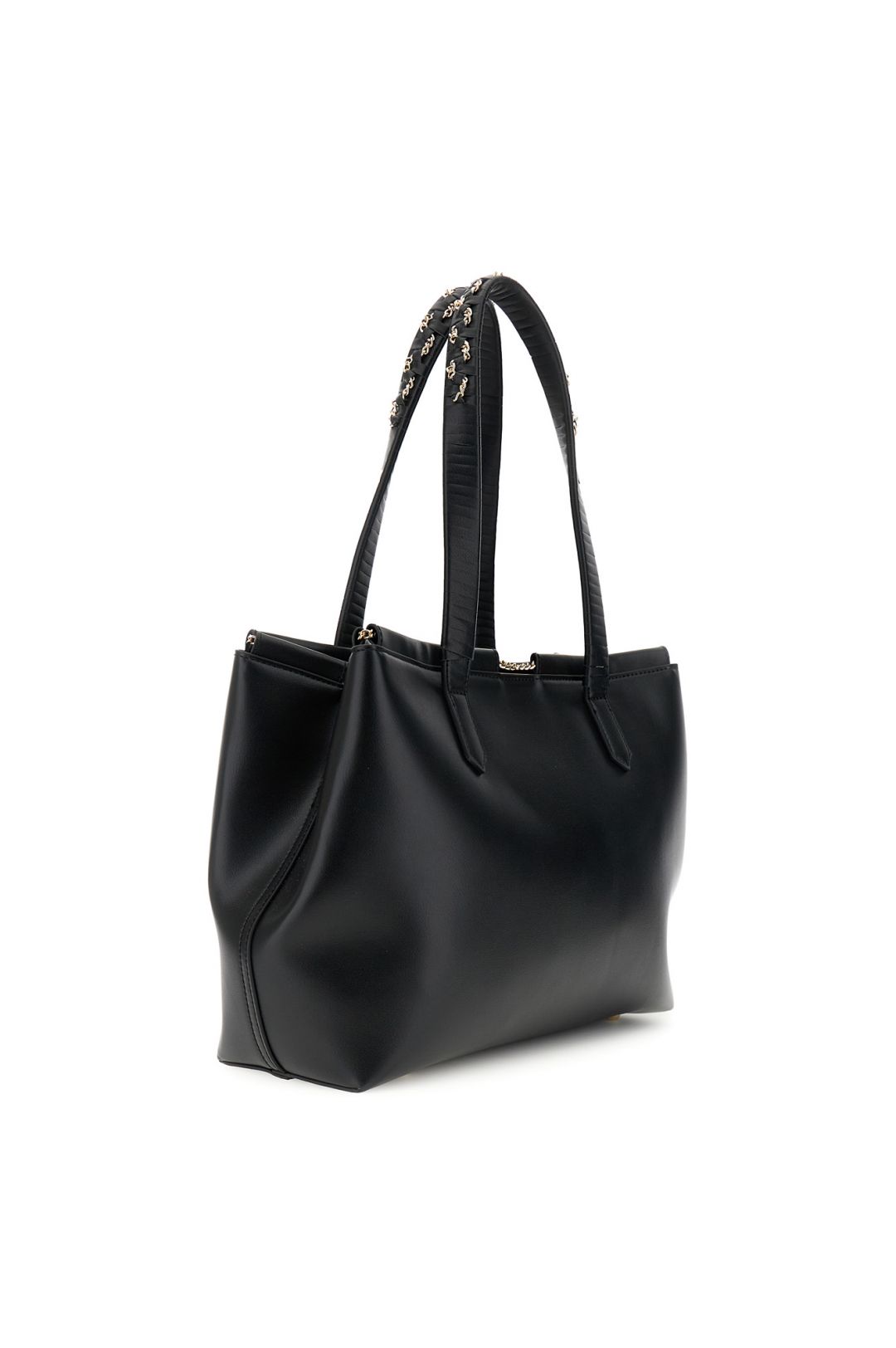 SHOPPING BAG NERA CON COULISEE IMPREZIOSITA DA CATENINA - immagine 3