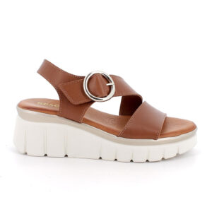 SANDALO SU ZEPPA IGI&CO IN PELLE CUOIO