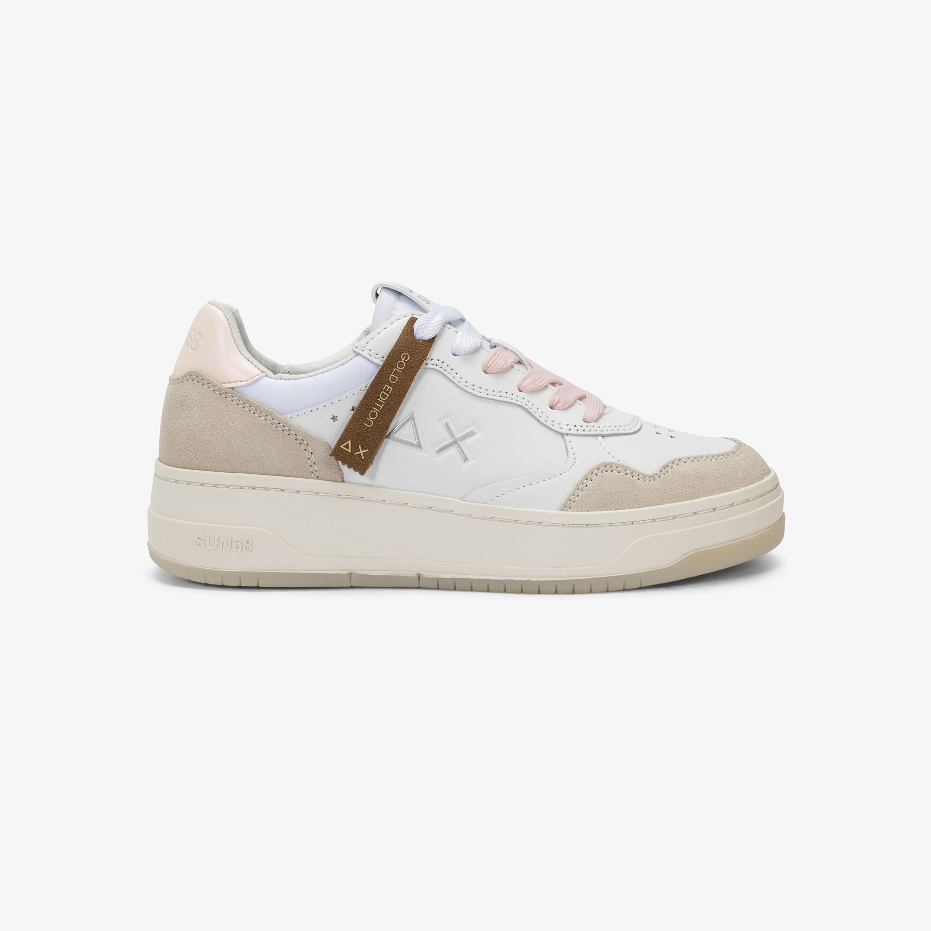 SNEAKERS DONNA SUN68 BIANCA IN PELLE/LACCI ROSA - immagine 5
