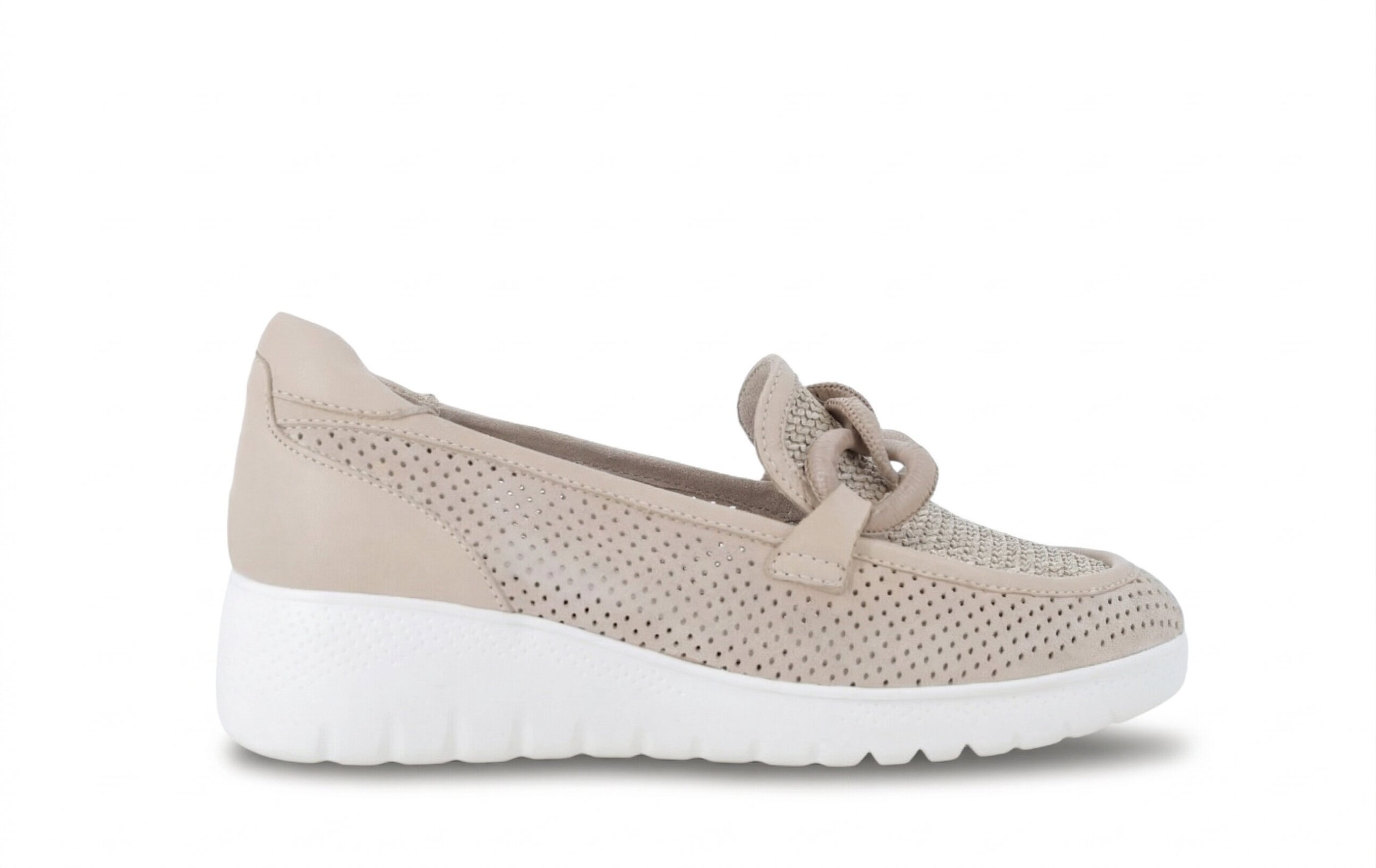 SLIP ON MELLUSO BEIGE CON CATENA A TONO - immagine 3