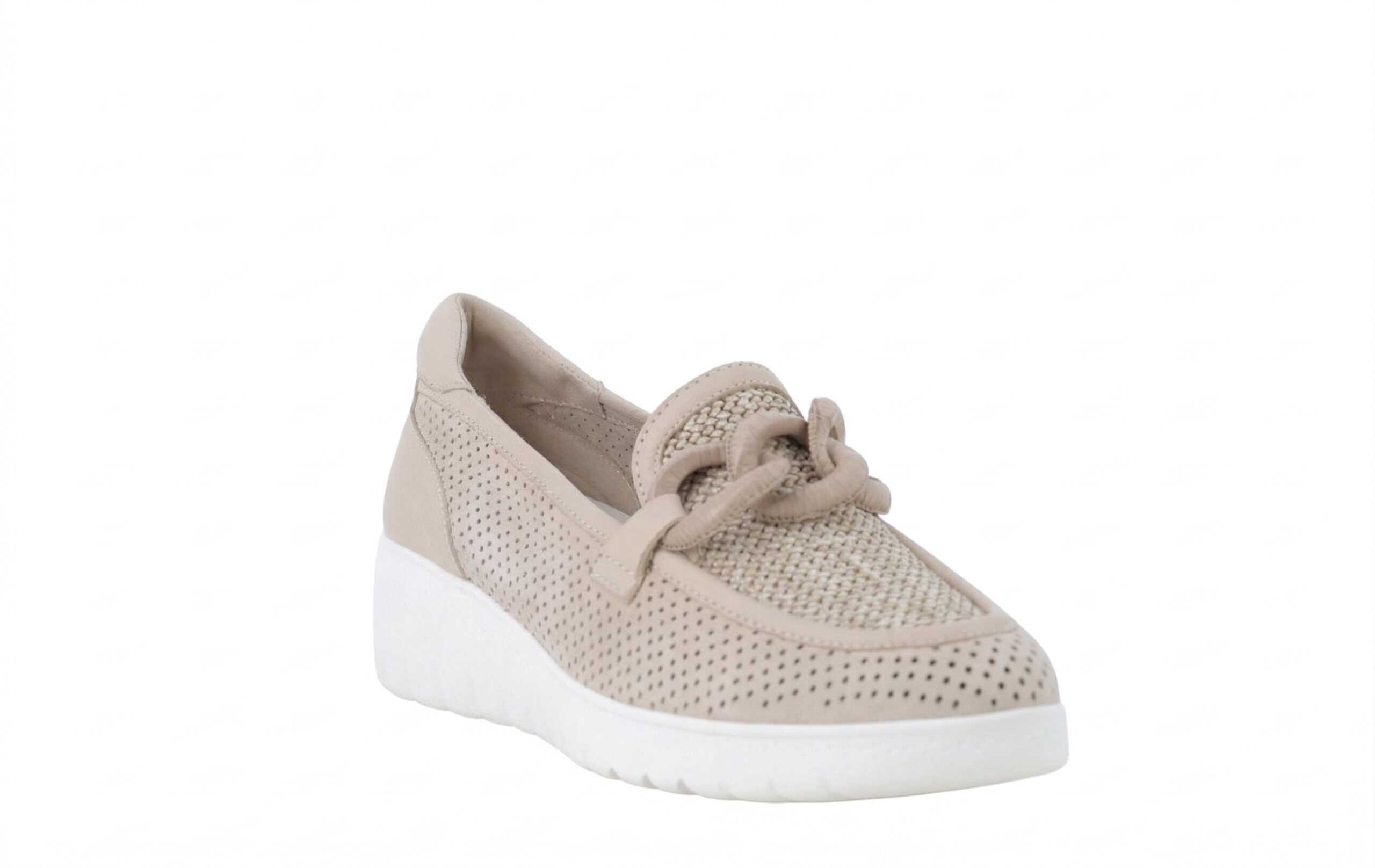 SLIP ON MELLUSO BEIGE CON CATENA A TONO