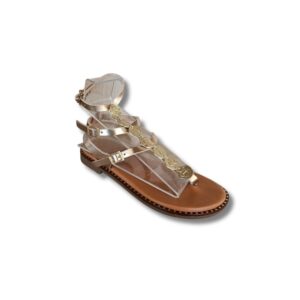 INFRADITO PLATINO CON CINTURINI ALLA CAVIGLIA E ACCESSORIO "OH MY SANDALS"
