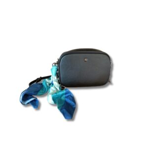 TRACOLLA IN PELLE NERA CON FOULARD IGI&CO