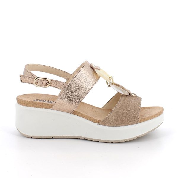 SANDALO SU ZEPPA BEIGE CON APPLICAZIONI ENVAL SOFT - immagine 3