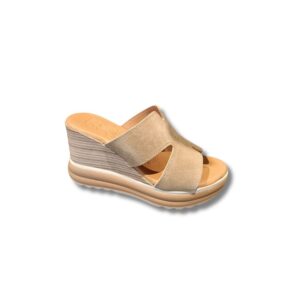 SCALZATO CAMOSCIO TAUPE SU ZEPPA "OH MY SANDALS"