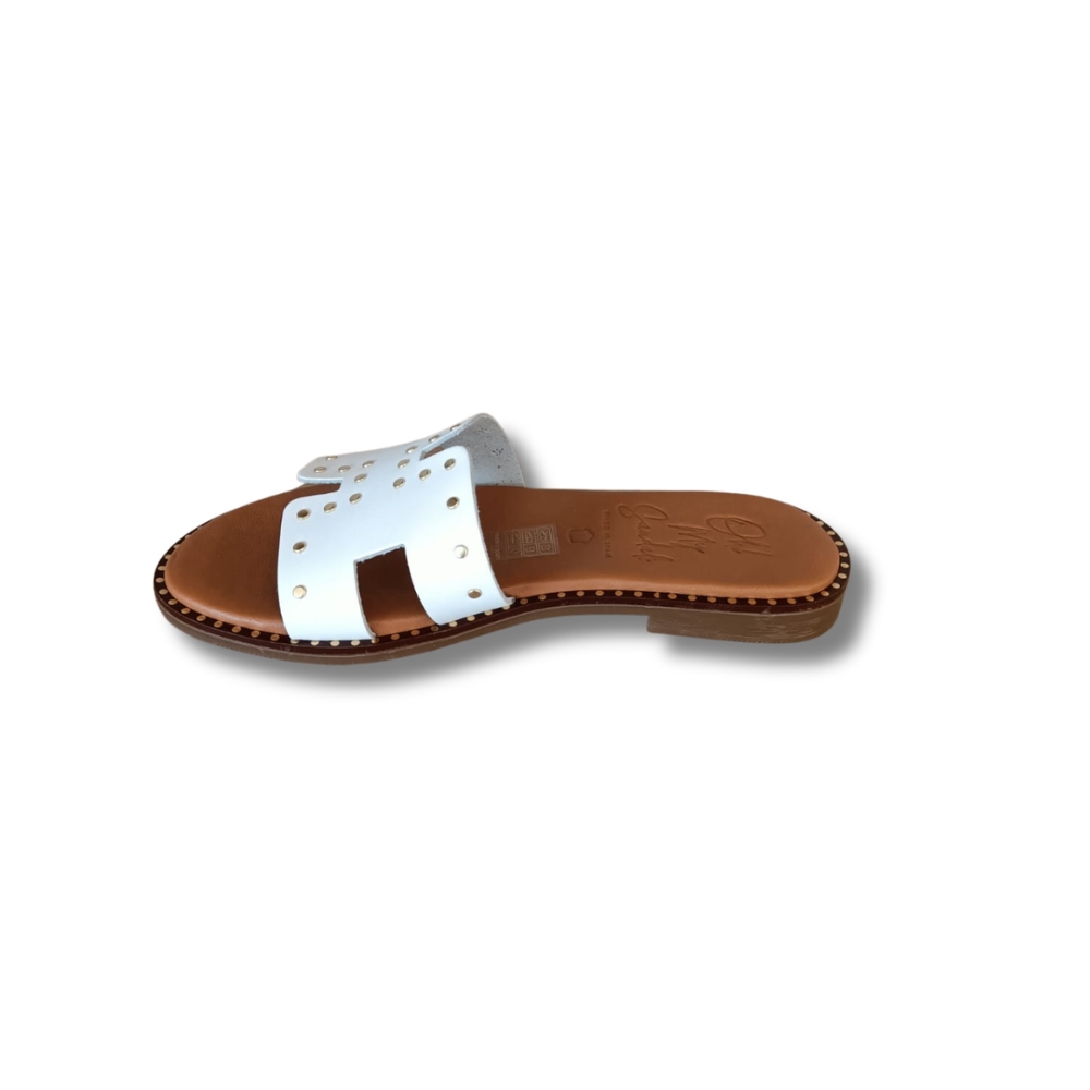 CIABATTINA BIANCA CON BORCHIETTE "OH MY SANDALS" - immagine 3