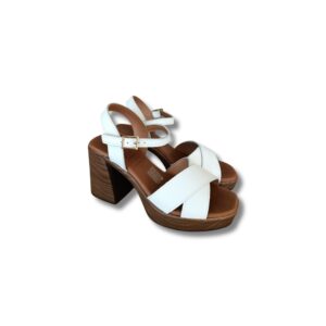 SANDALO BIANCO SU TACCO LEGNO "OH MY SANDALS"