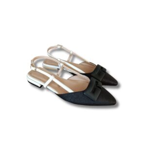 BALLERINA A PUNTA NACREE BICOLORE AVORIO/NERO CON ACCESSORIO
