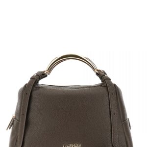 TOTE PICCOLA IN PELLE TESTA DI MORO CON MANICI METALLO CAFè NOIR