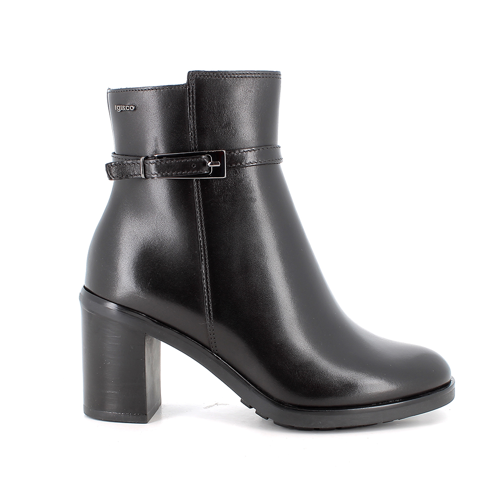 TRONCHETTO SU TACCO IGI&CO IN PELLE NERA CON ZIP