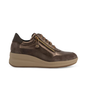 SNEAKER MELLUSO TAUPE ALLACCIATA CON ZIP