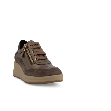 SNEAKER MELLUSO TAUPE ALLACCIATA CON ZIP - immagine 4