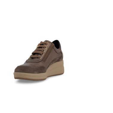 SNEAKER MELLUSO TAUPE ALLACCIATA CON ZIP - immagine 3
