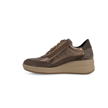 SNEAKER MELLUSO TAUPE ALLACCIATA CON ZIP - immagine 2